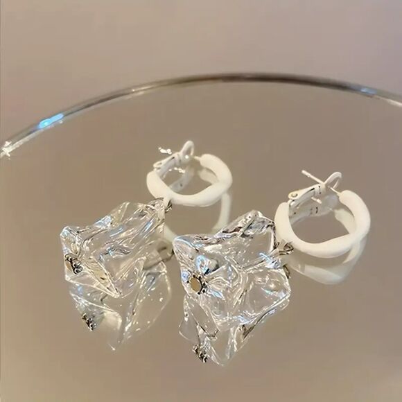 Chic, Stylish,, Unique, Fun, Playful, Vibe Acrylic Ice Cube Earrings - Picture 3 of 6